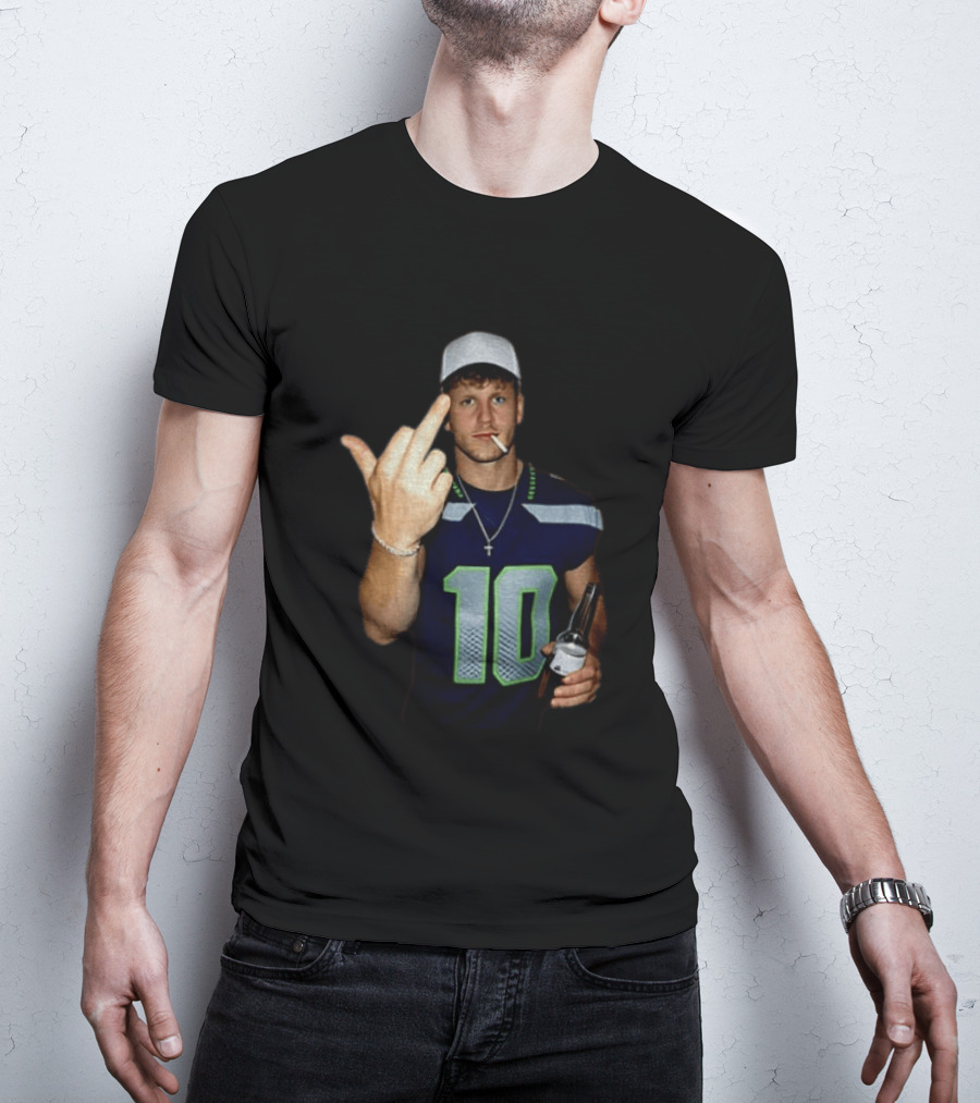 Seattle Seahawks Cooper Kupp Smoking Beer Gesture Iconic Football T-Shirt