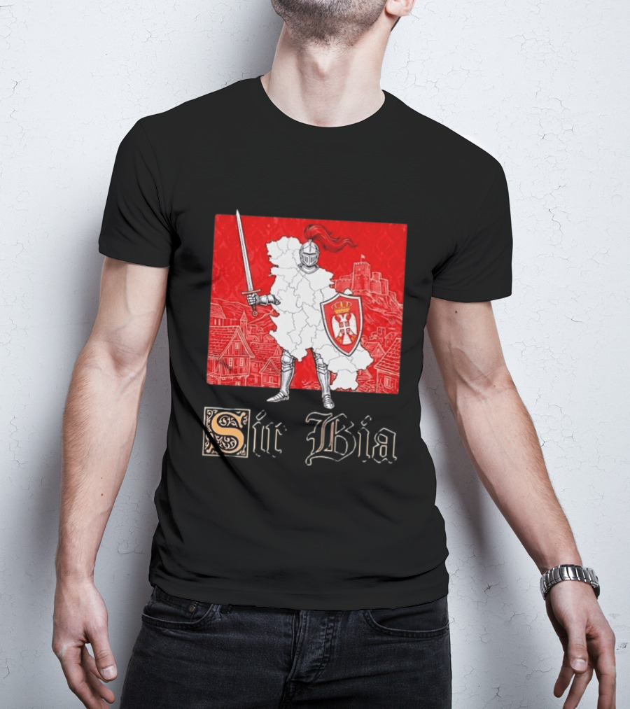 Sir Bia Knight Of Serbia Map Serbian Pride Shield Armor Heritage T-Shirt