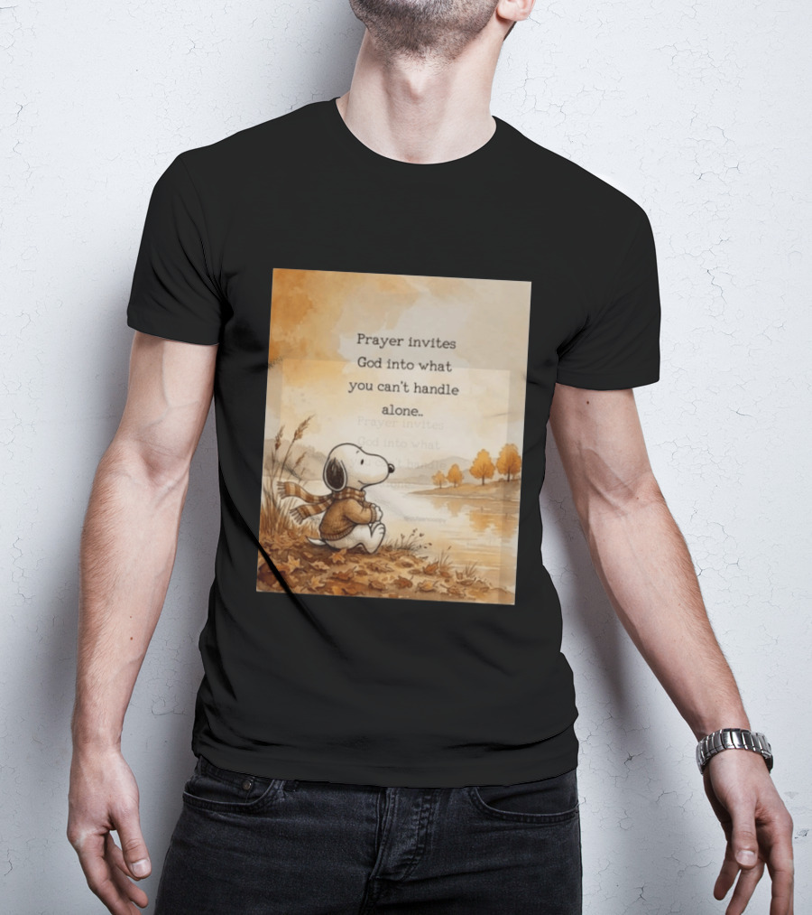 Snoopy Prayer Invites God Into What You Can't Handle Alone Autumn Scene T-Shirt