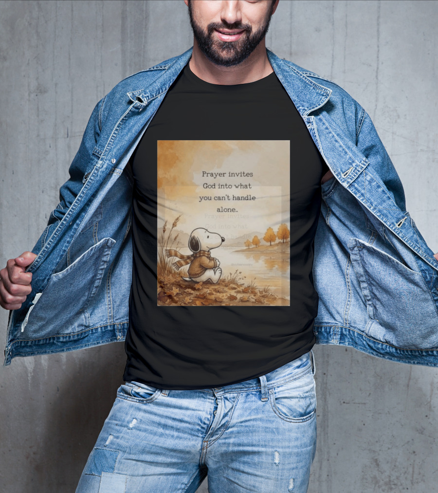 Snoopy Prayer Invites God Into What You Can't Handle Alone Autumn Scene T-Shirt