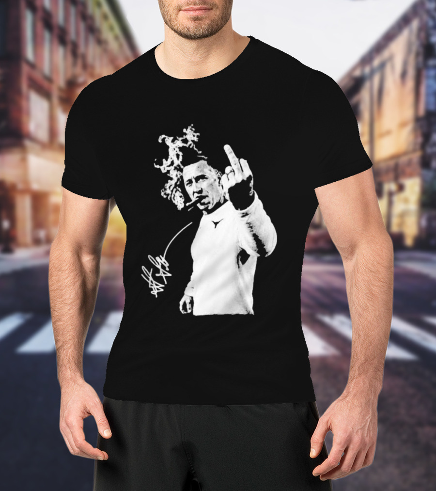 Steve Sarkisian Gesture Smoking Cigar Signature T-Shirt