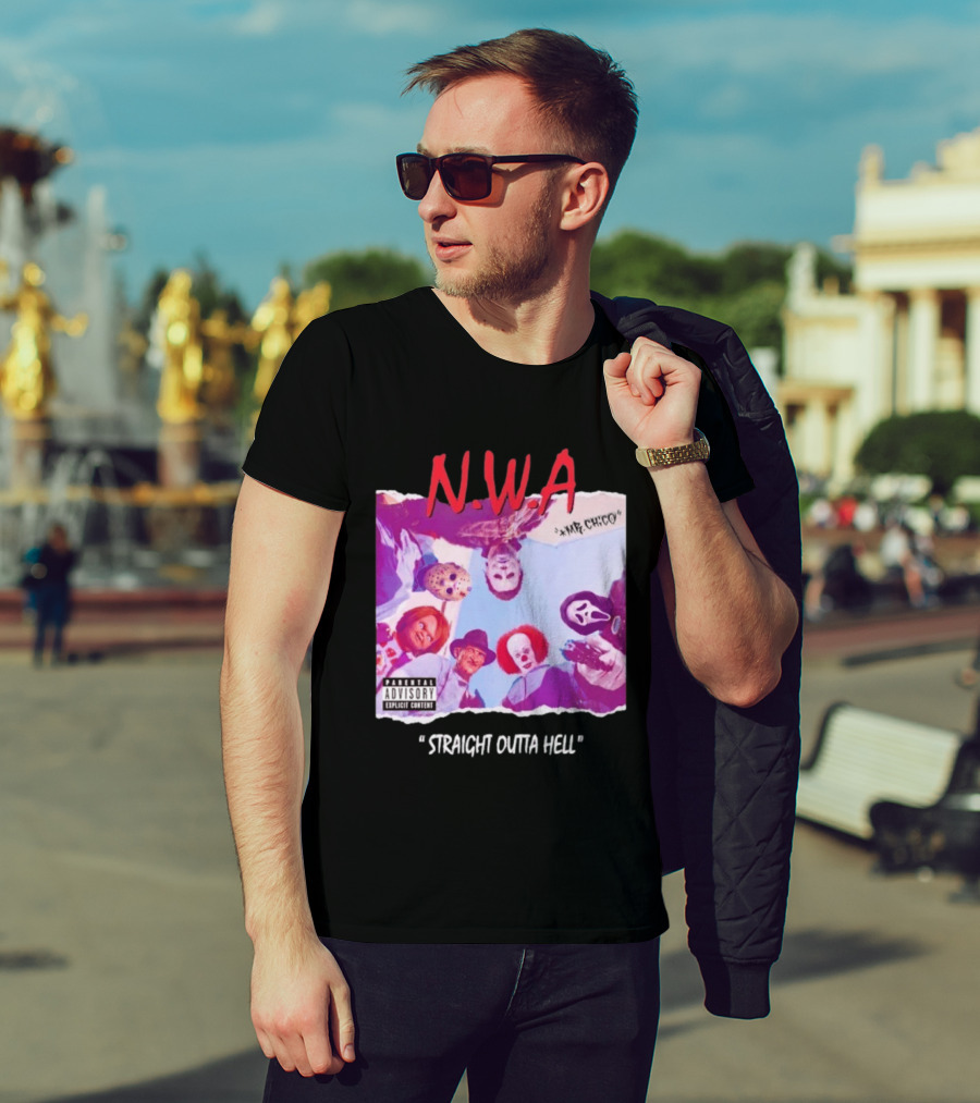 N.W.A Straight Outta Hell Horror Movie Character Mashup T-Shirt