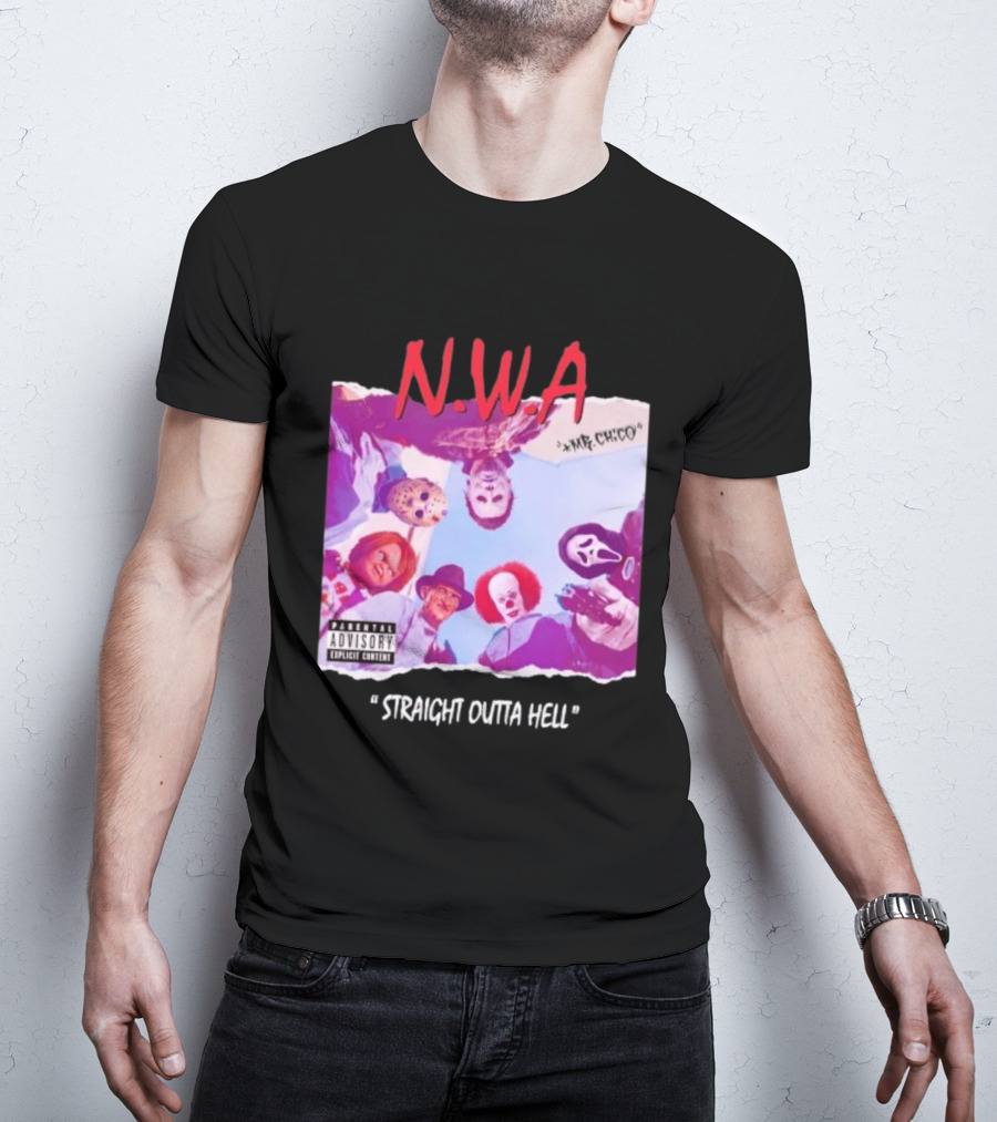 N.W.A Straight Outta Hell Horror Movie Character Mashup T-Shirt