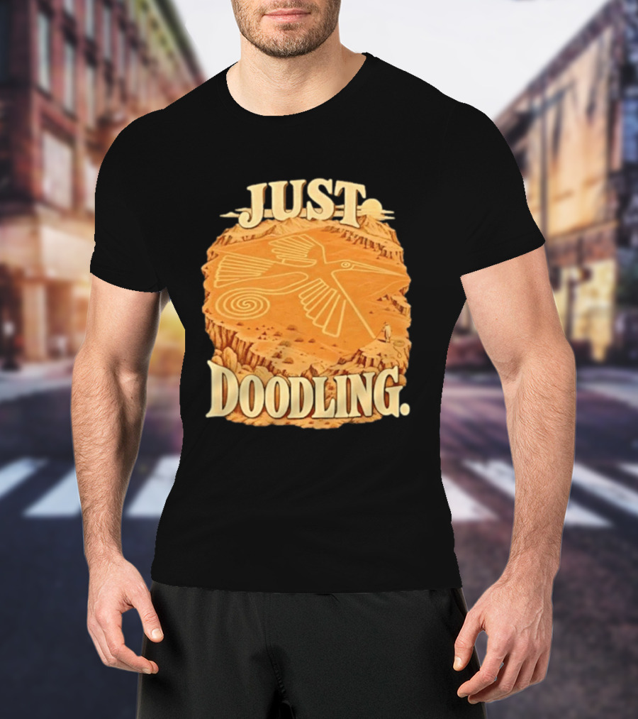 Just Doodling Nazca Lines Hummingbird Desert Landscape T-Shirt