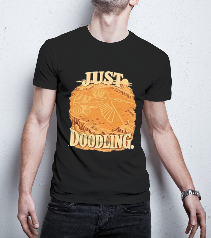 Just Doodling Nazca Lines Hummingbird Desert Landscape T-Shirt
