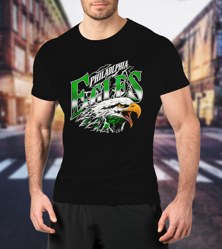 Philadelphia Eagles Lightning Eagle Green T-Shirt