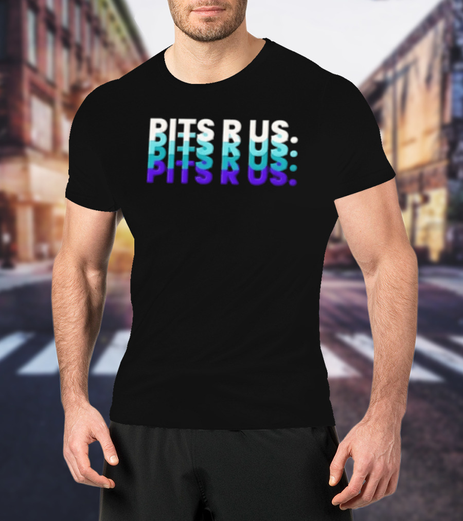 Pits R Us Layered Echo White Cyan Purple Gradient T-Shirt