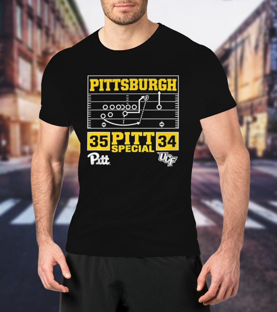 Pittsburgh Pitt Special 35 34 Victory Football Play Diagram Vs UCF T-Shirt