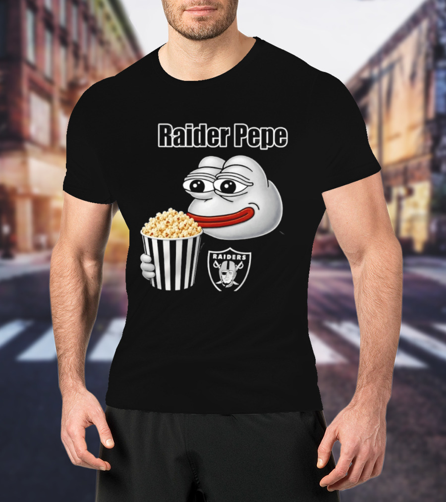Las Vegas Raiders Raider Pepe Popcorn Meme T-Shirt
