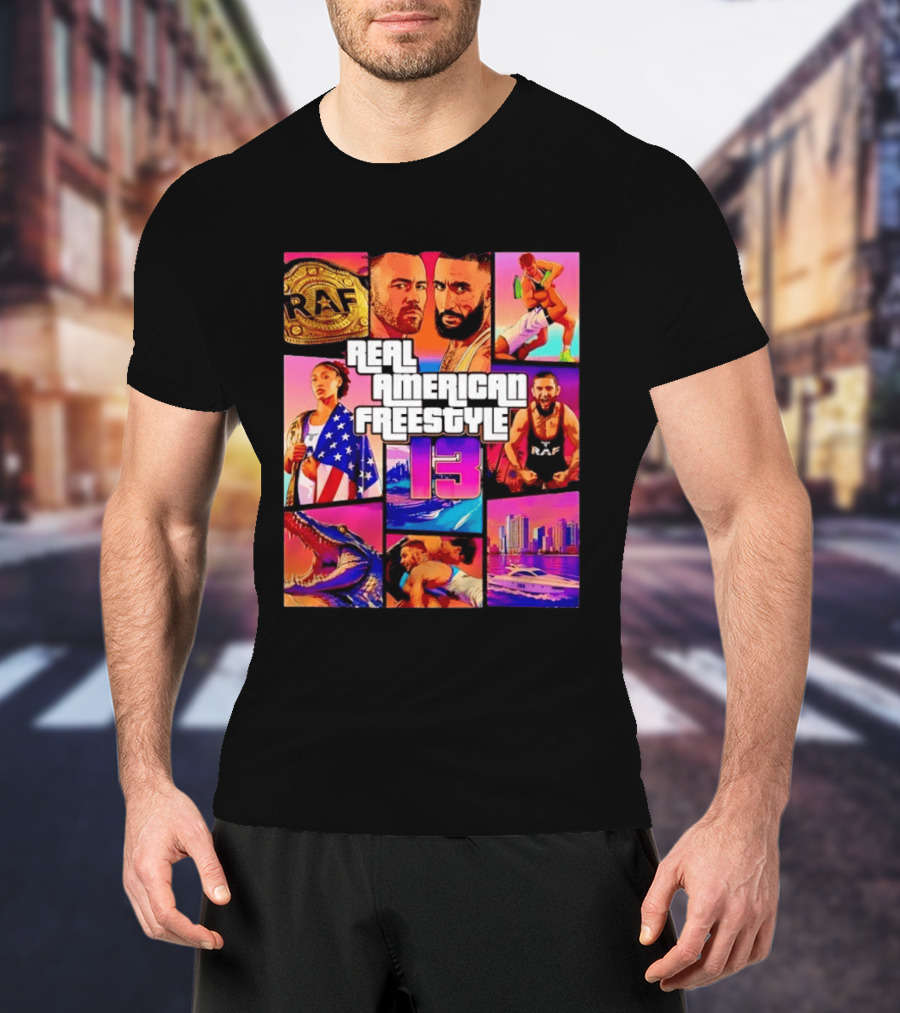 Real American Freestyle 13 Wrestling RAF Alligator Miami Scene T-Shirt