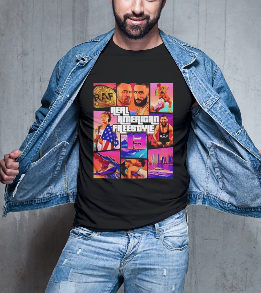 Real American Freestyle 13 Wrestling RAF Alligator Miami Scene T-Shirt