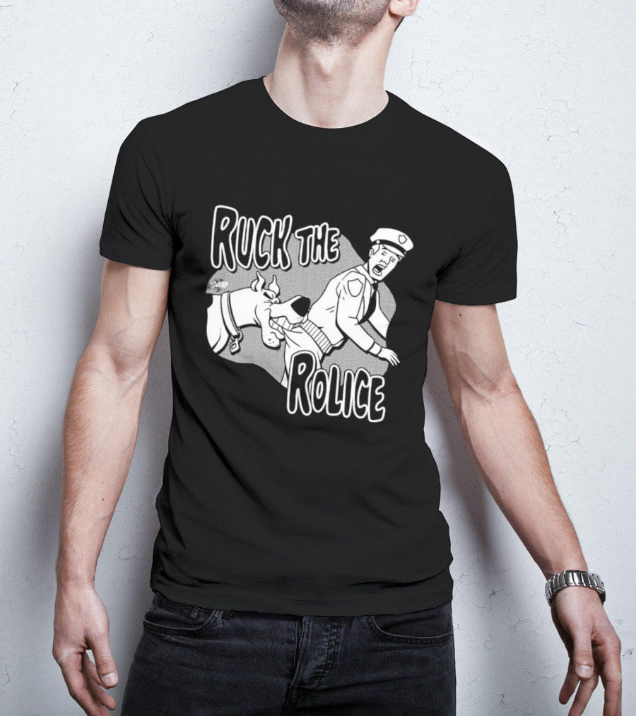 Ruck The Rolice Cartoon Dog Satire Pop Culture Police Officer And Dog T-Shirt