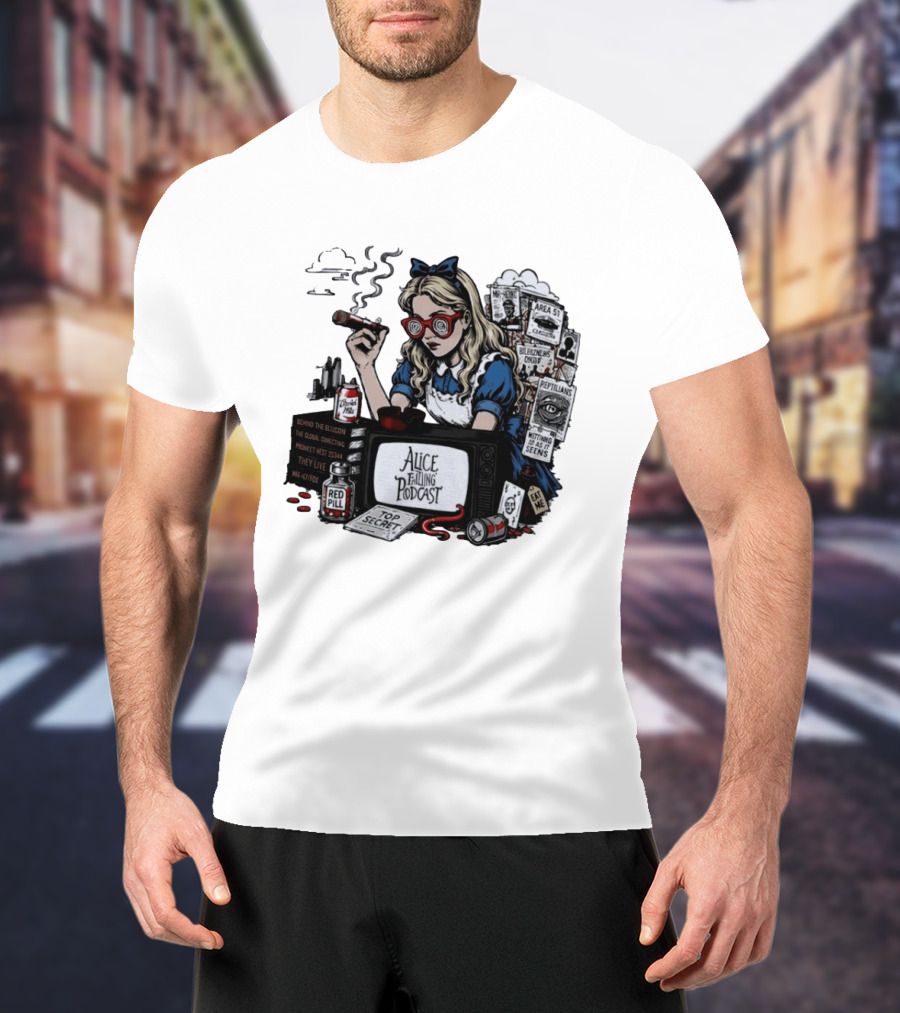 Alice Falling Podcast Conspiracy Theory Red Pill Top Secret Area 51 Reptilians Seeing Is Believing T-Shirt