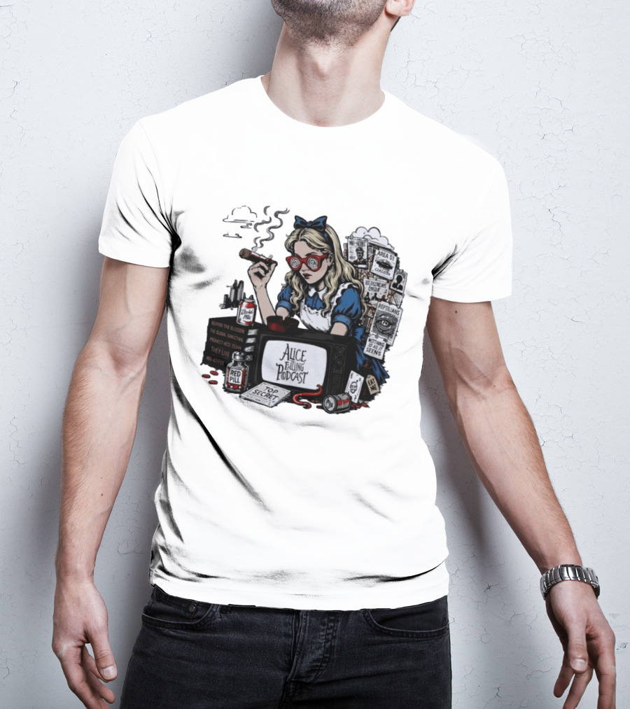 Alice Falling Podcast Conspiracy Theory Red Pill Top Secret Area 51 Reptilians Seeing Is Believing T-Shirt