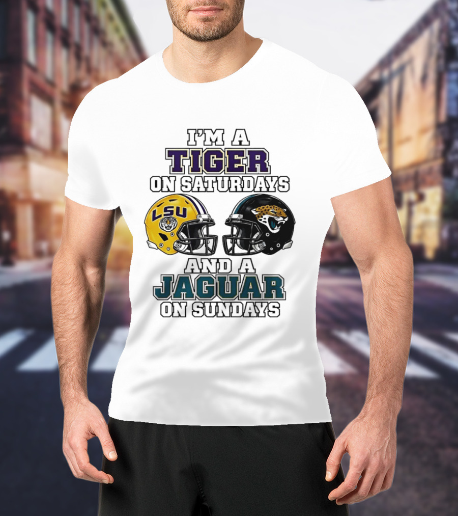 LSU Tigers Saturday Spirit Jacksonville Jaguars Sunday Fandom T-Shirt