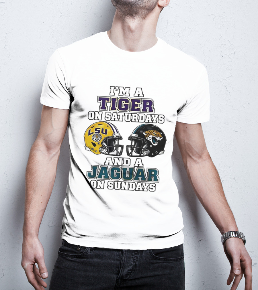 LSU Tigers Saturday Spirit Jacksonville Jaguars Sunday Fandom T-Shirt