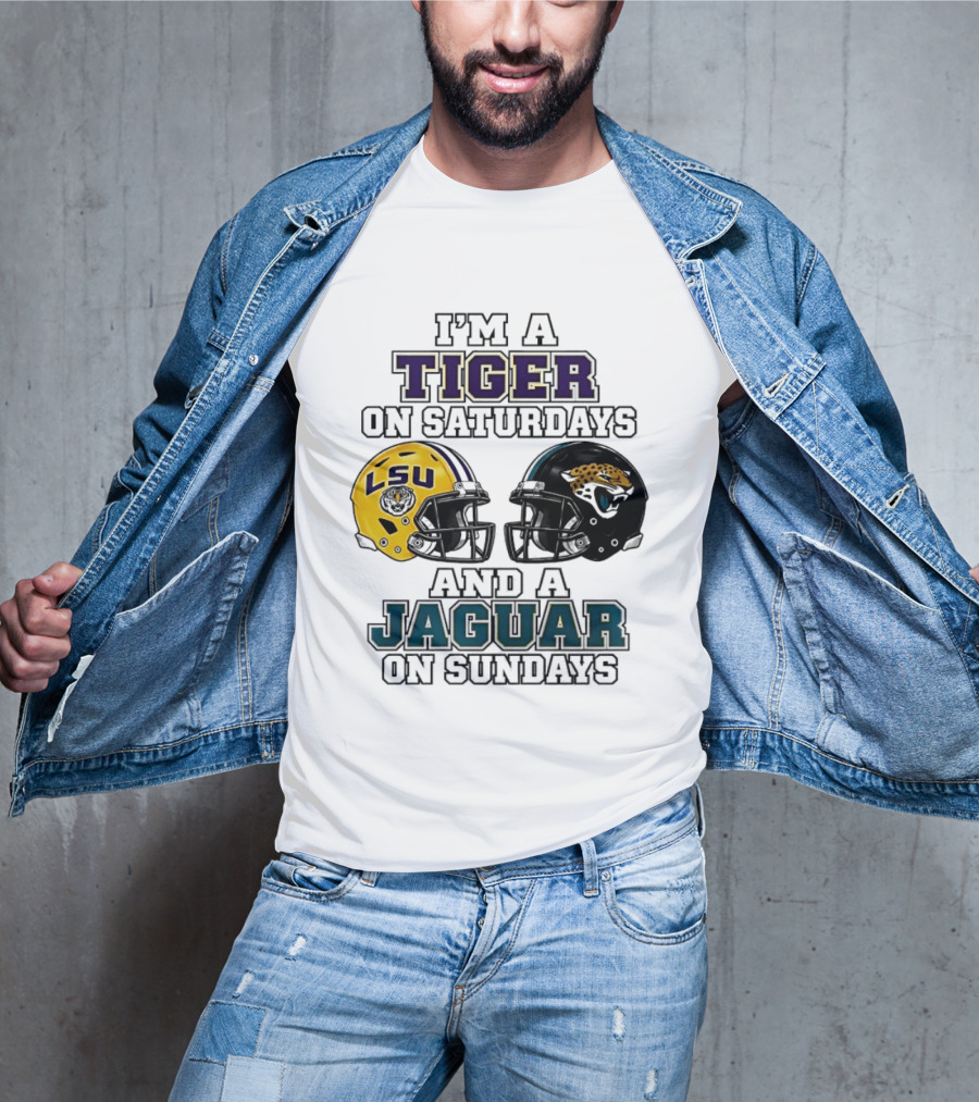 LSU Tigers Saturday Spirit Jacksonville Jaguars Sunday Fandom T-Shirt