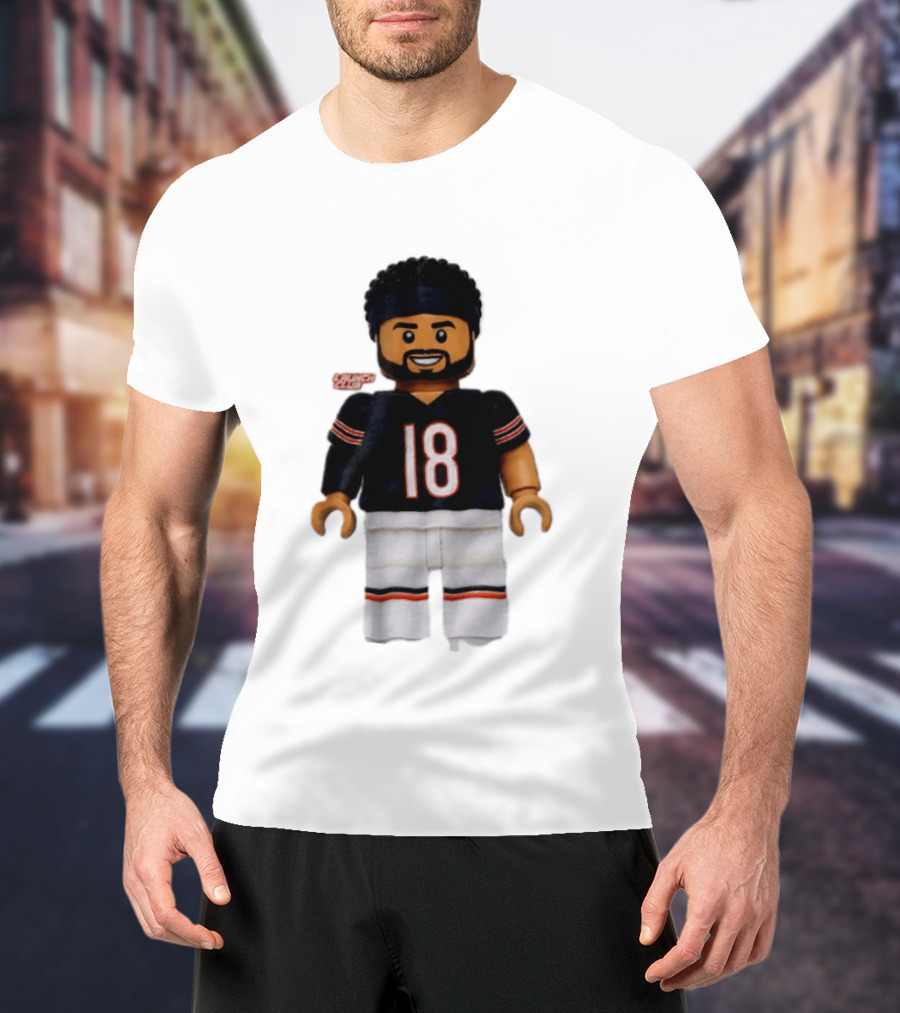 Chicago Bears Quarterback Caleb Williams 18 Lego Minifigure T-Shirt
