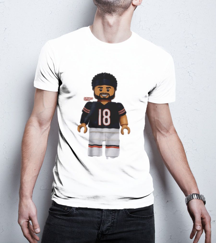 Chicago Bears Quarterback Caleb Williams 18 Lego Minifigure T-Shirt