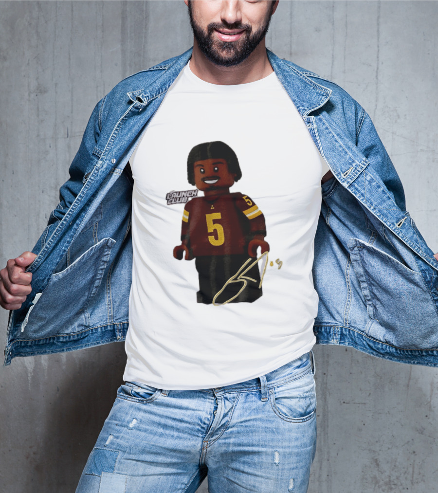 Washington Commanders Quarterback Jayden Daniels Launch Club Number 5 T-Shirt