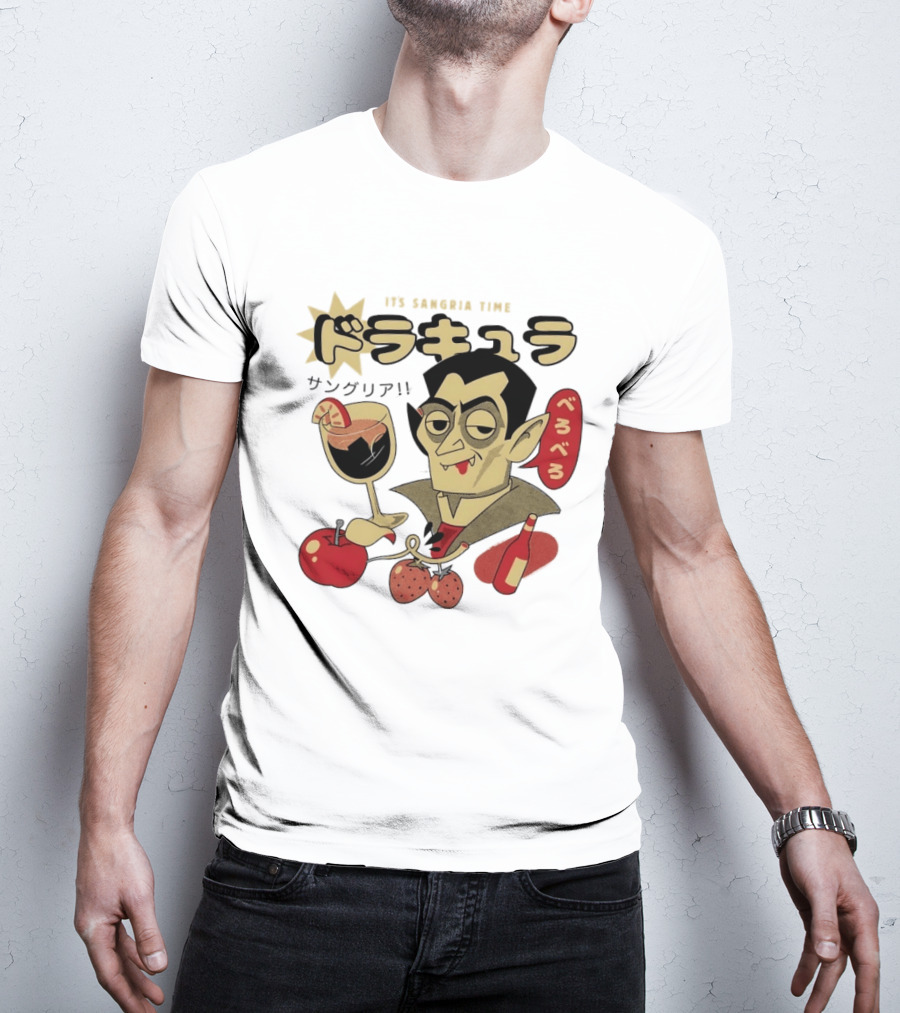Dracula It's Sangria Time Japanese Vampire Bero Bero Retro Drink T-Shirt
