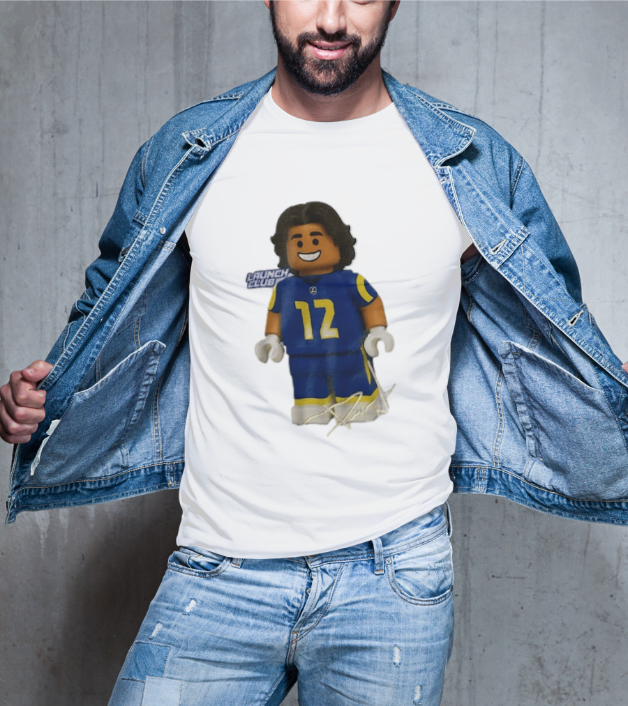 Los Angeles Rams Wide Receiver Puka Nacua Launch Club Number 12 Lego T-Shirt