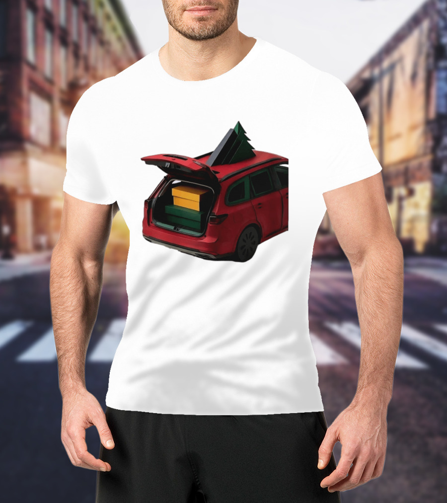 Most Likely To Pack The Car Festive Holiday Travel Scene With Christmas Tree And Gifts T-Shirt