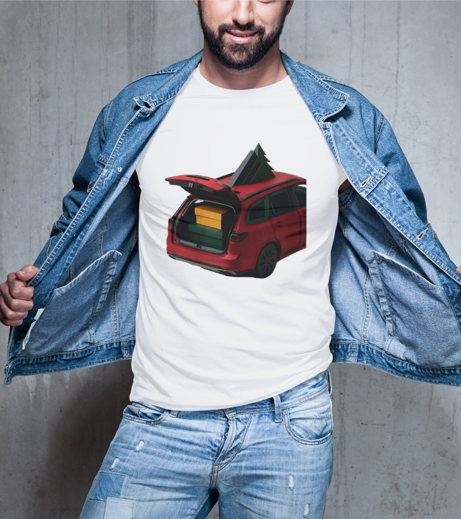 Most Likely To Pack The Car Festive Holiday Travel Scene With Christmas Tree And Gifts T-Shirt