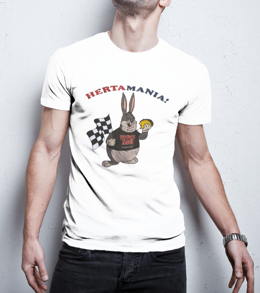 Hertamania Victory Tacos Valencia Calif Big Chungus Checkered Flag T-Shirt
