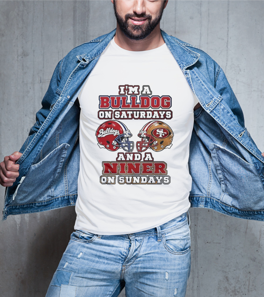 I'm A Bulldog On Saturdays And A Niner On Sundays Football Helmets T-Shirt