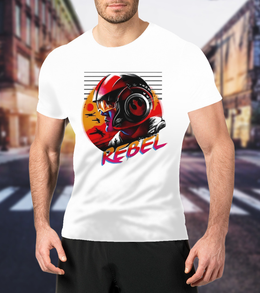 Star Wars Rebel Pilot Helmet Sunset Sci Fi Rebel T-Shirt
