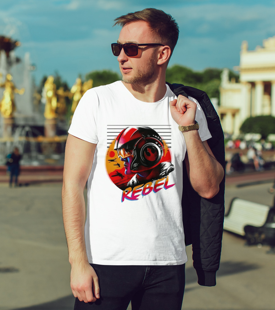 Star Wars Rebel Pilot Helmet Sunset Sci Fi Rebel T-Shirt
