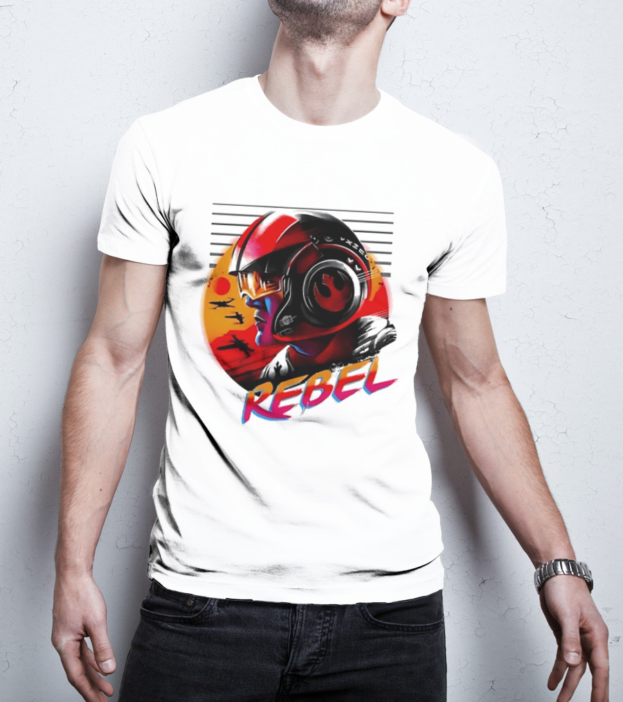 Star Wars Rebel Pilot Helmet Sunset Sci Fi Rebel T-Shirt