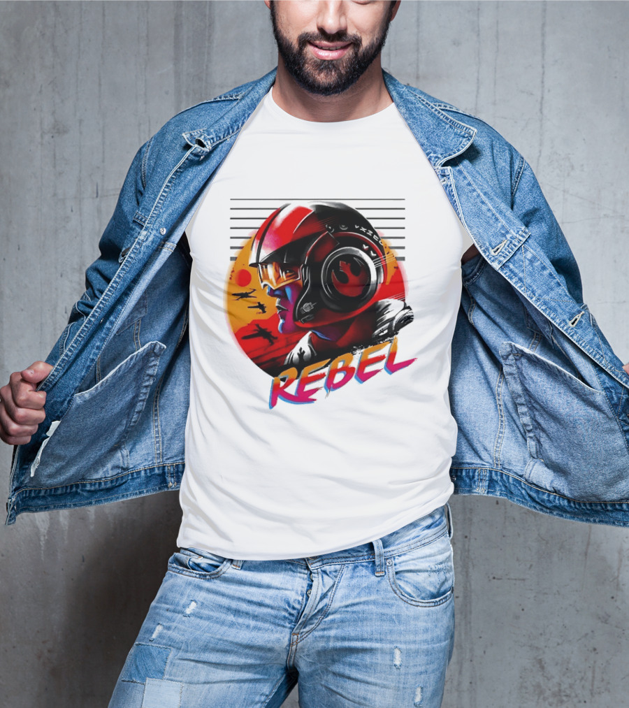 Star Wars Rebel Pilot Helmet Sunset Sci Fi Rebel T-Shirt