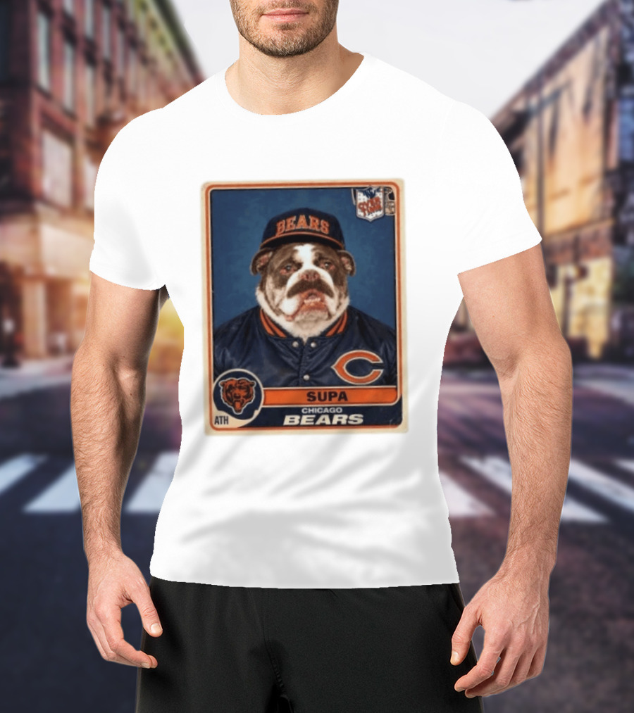 Supa Chicago Bears Football Trading Card Bulldog ATH T-Shirt
