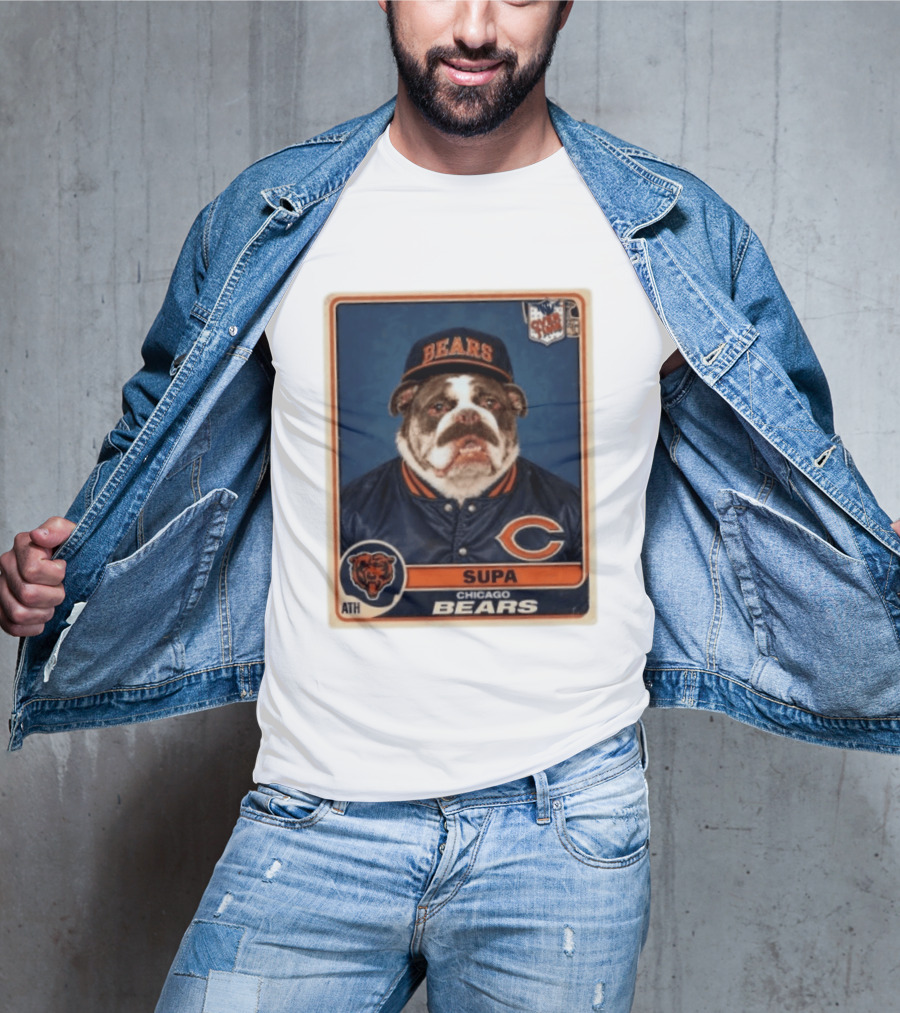 Supa Chicago Bears Football Trading Card Bulldog ATH T-Shirt
