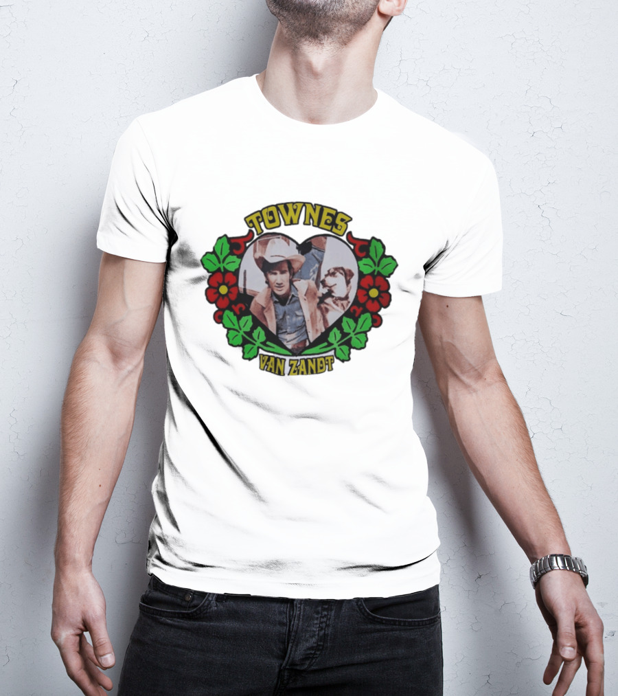Townes Van Zandt Heart And Flowers Retro Folk T-Shirt