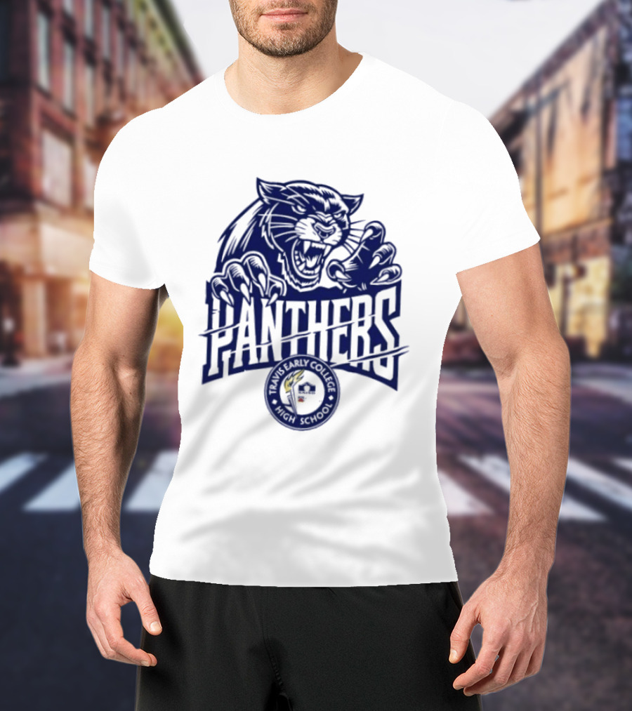 Travis Early College High School Panthers Roaring Panther Paw Claw T-Shirt