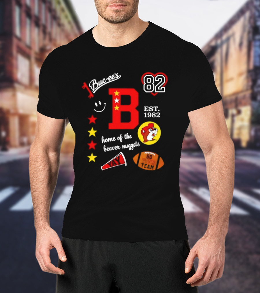 Buc Ee's 82 Est 1982 Home Of The Beaver Nuggets Football Tour T-Shirt