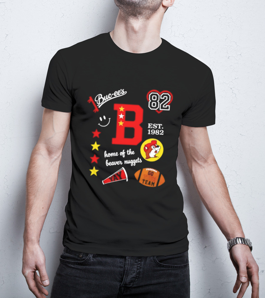 Buc Ee's 82 Est 1982 Home Of The Beaver Nuggets Football Tour T-Shirt