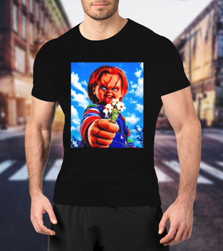 Chucky Child's Play Horror Movie Flowers Gesture T-Shirt
