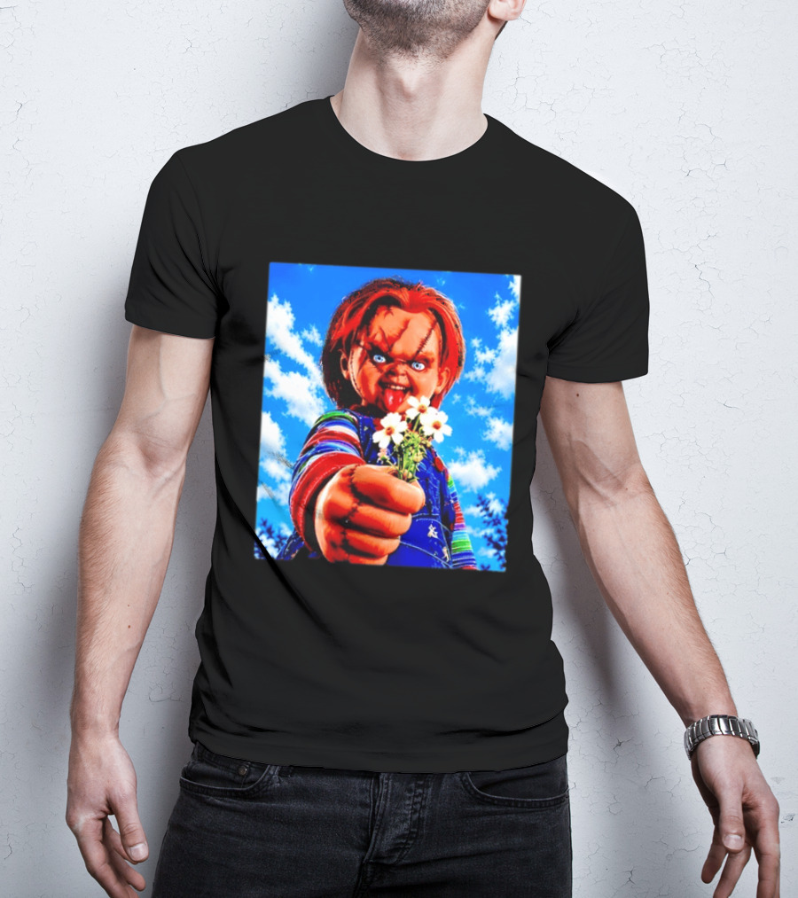 Chucky Child's Play Horror Movie Flowers Gesture T-Shirt