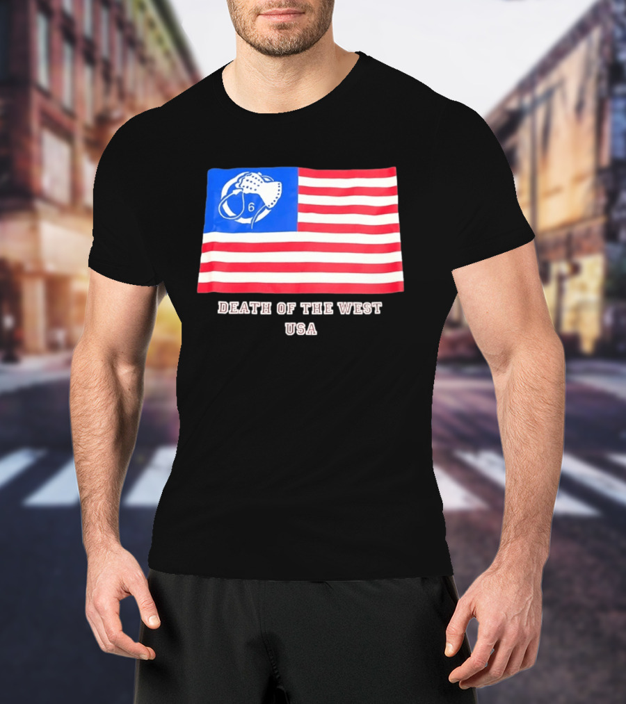 Death Of The West USA Flag Hockey Mask And Crossbones 6 T-Shirt