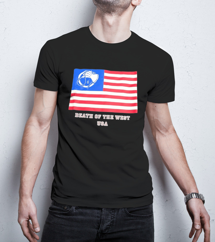 Death Of The West USA Flag Hockey Mask And Crossbones 6 T-Shirt
