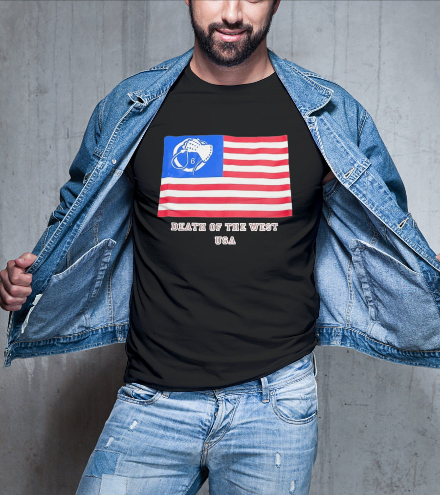 Death Of The West USA Flag Hockey Mask And Crossbones 6 T-Shirt