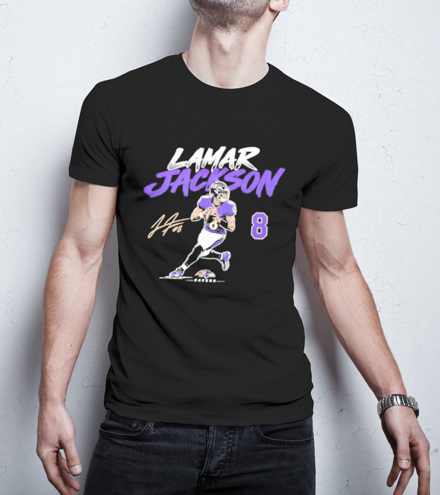 Lamar Jackson 8 Baltimore Ravens Football 2026 T-Shirt