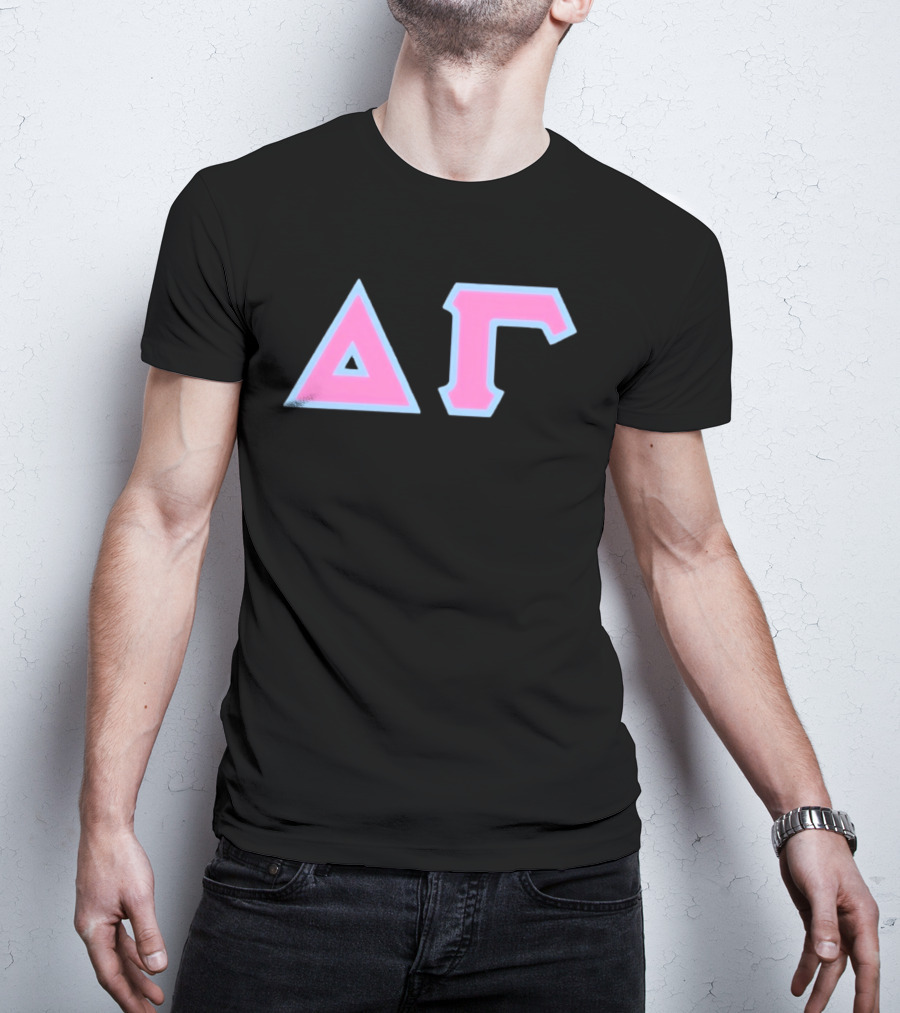 Delta Gamma Sorority Greek Letters Pink And Blue T-Shirt