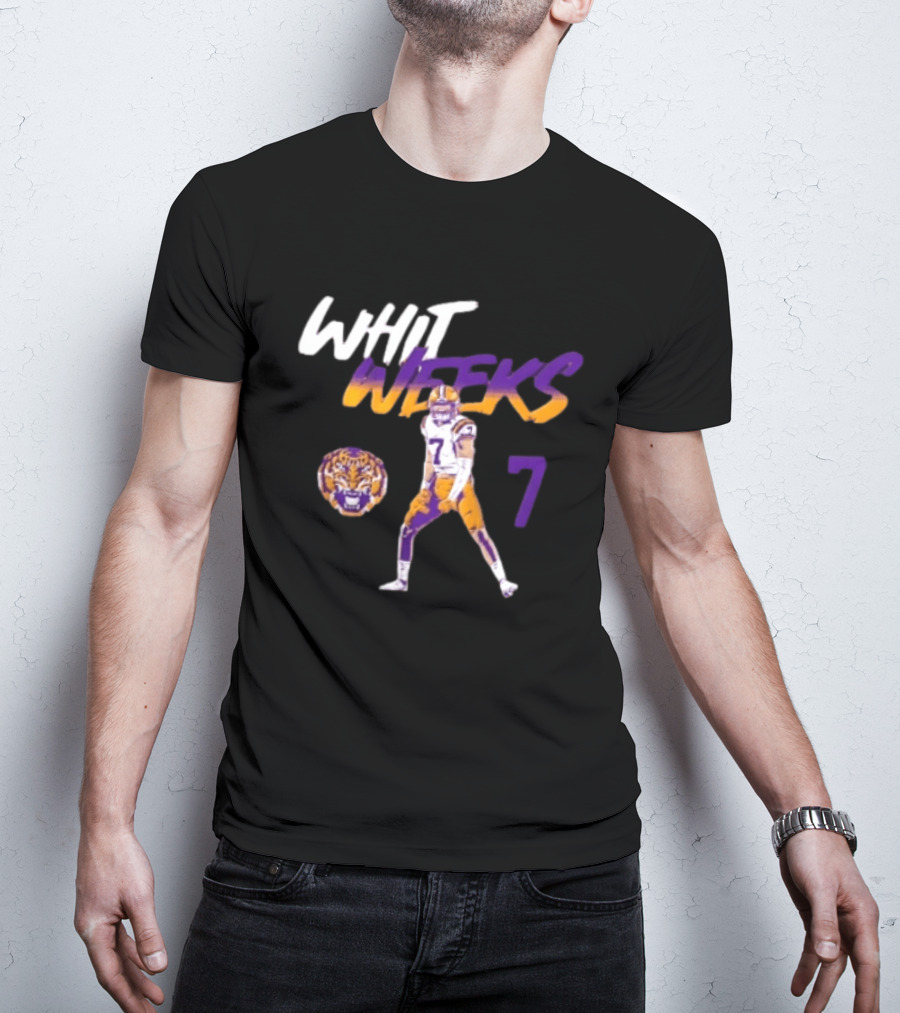 LSU Tigers Football Whit Weeks 7 Player Pose Tiger T-Shirt