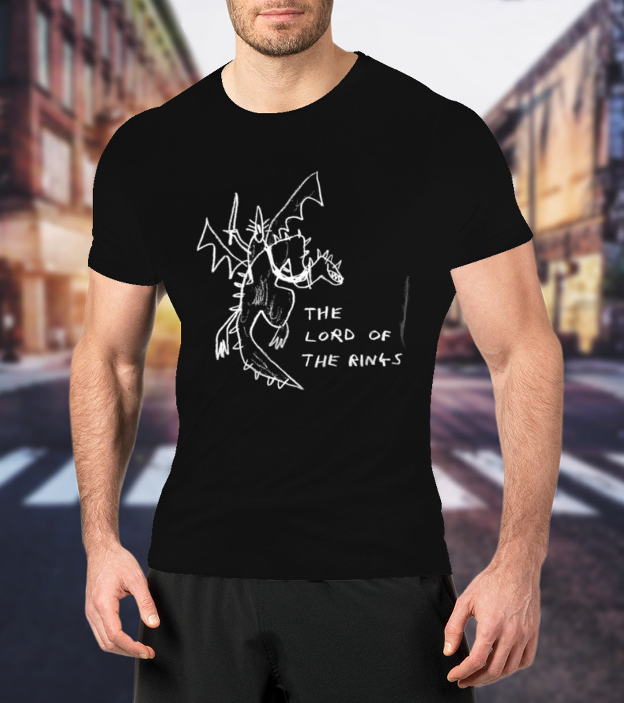 The Lord Of The Rings Dragon Fantasy Tolkien Drawing T-Shirt