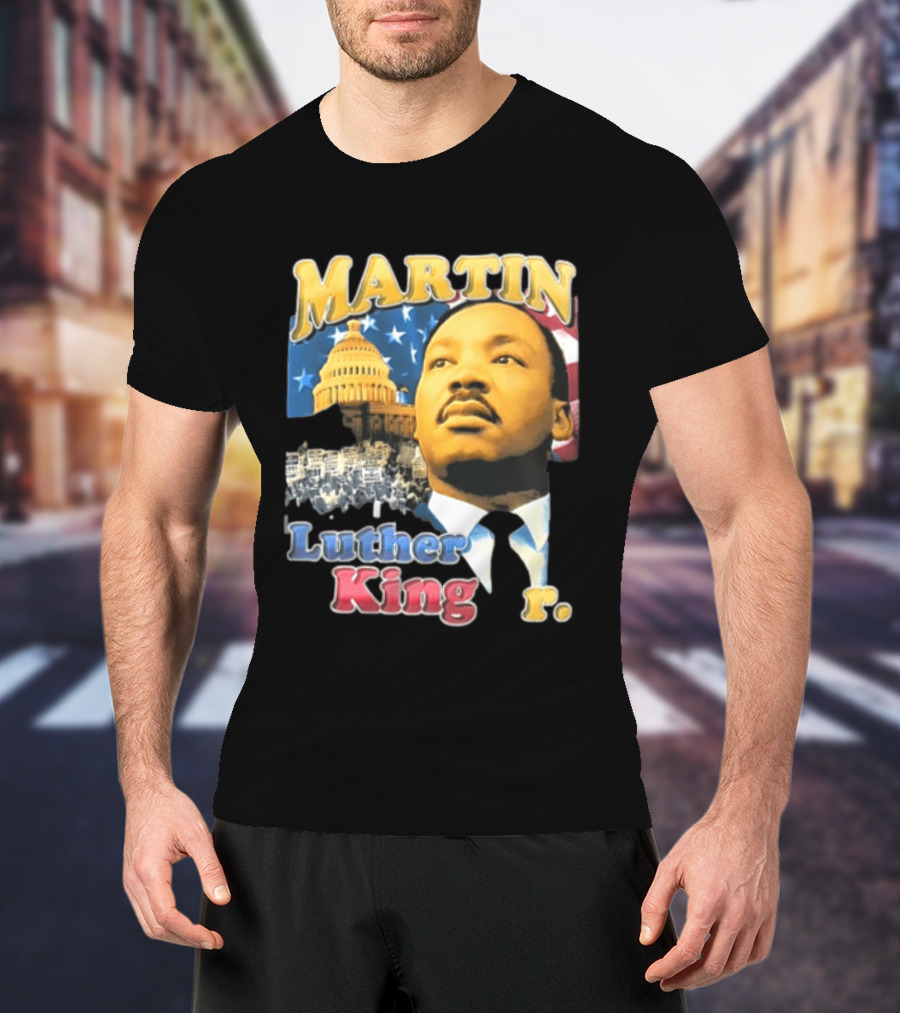 Martin Luther King Jr US Capitol American Flag Civil Rights March T-Shirt
